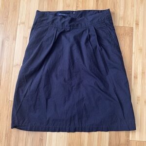 Lands End Navy Blue Cotton Midi Skirt with Pockets Size 4